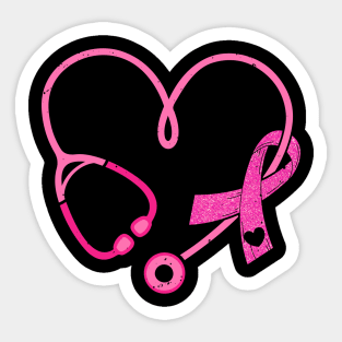 Pink Stethoscope Nurse Medical Breast Cancer Awareness Sticker